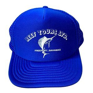 Reef Tours LTD Freeport Bahamas Blue Adjustable Trucker Hat